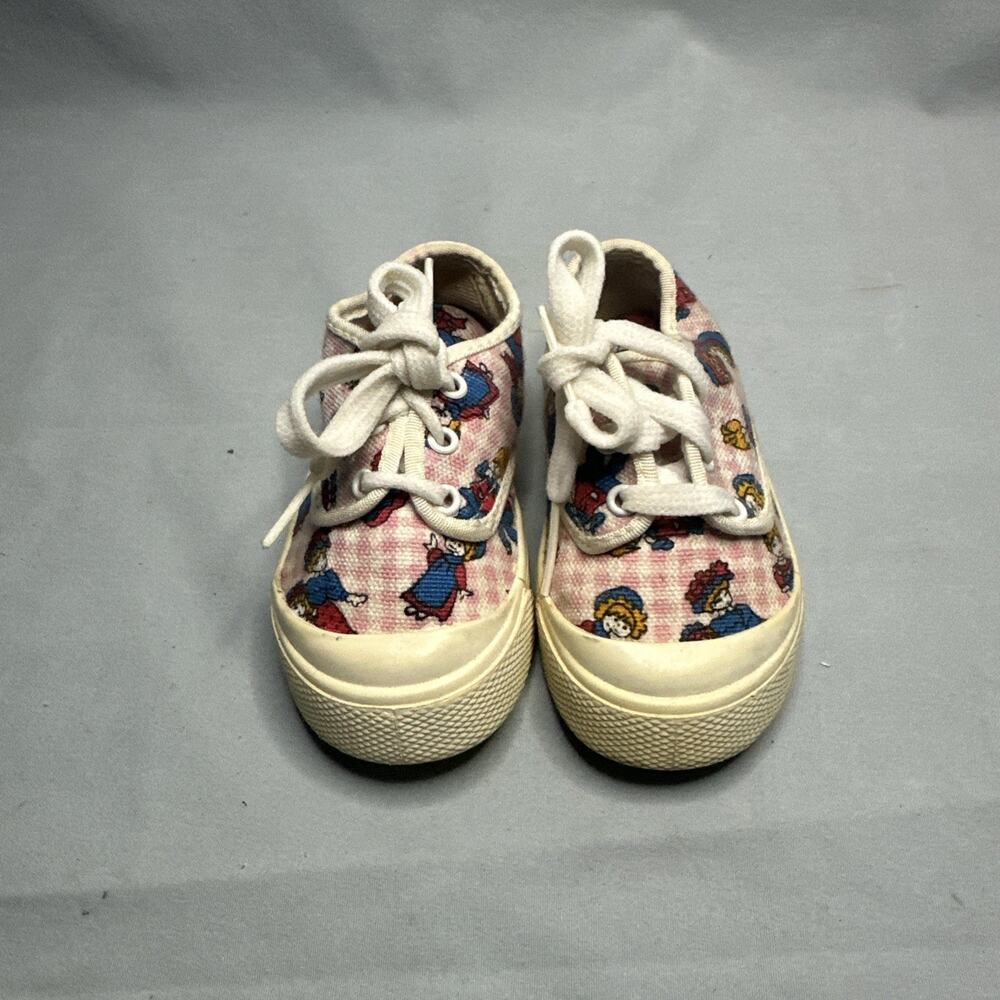 Vtg 11-12 Toddler Gerber Lace-Up Sneakers White with Dog,Bone, Dog House